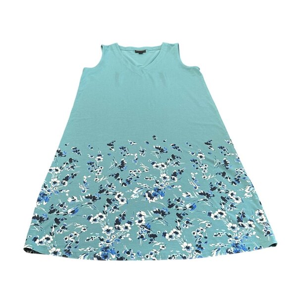 J. Jill Dress Women XS Blue Floral V-Neck A Line Sleeveless Wearever Collection - Picture 8 of 12